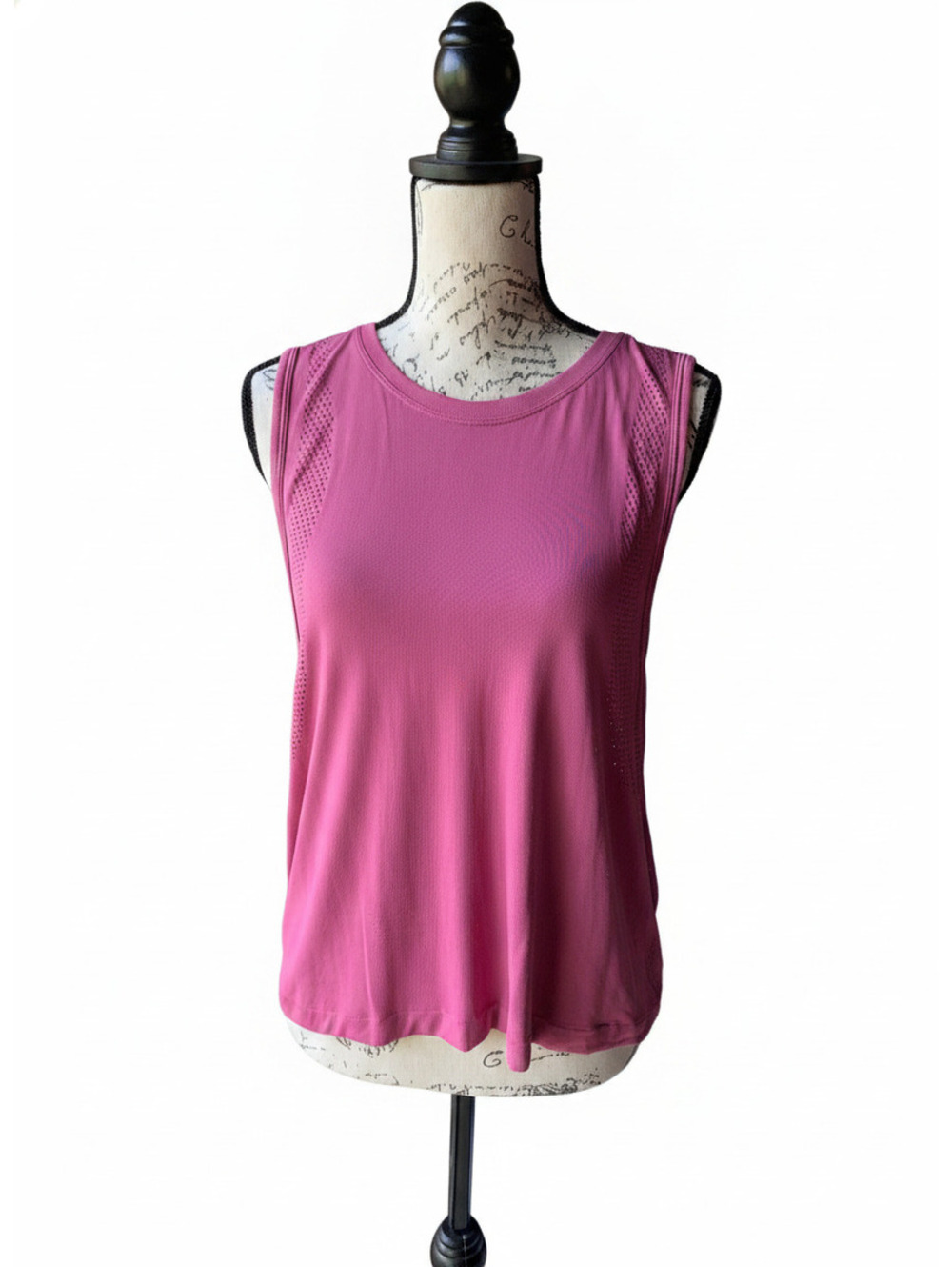 VS PINK Sleeveless Performance Tank Top in Rose Pink with Mesh Ventilation